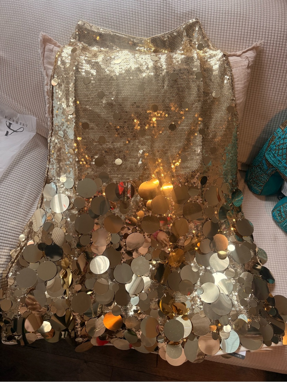 Gold Sequin fashionable - Elegant Metallic Party Skirt ,l - Picture 11 of 13